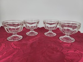 4 Federal Glass Small Clear 4 oz Glass Colonial Panel Pedestal Dishes Vi... - £9.86 GBP