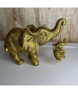 Gold Elephant Mother Baby Swing Figurine Statue Home Decor Accent - €20,84 EUR