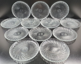 12 Arcoroc Seabreeze Salad Plates Set Clear Scallop Swirl Etch Emboss France Lot - $78.87