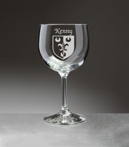 Kenny Irish Coat of Arms Red Wine Glasses - Set of 4 (Sand Etched) - £53.35 GBP