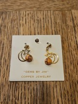Vintage Gold Tone Moon/Stars Design Dangle Earrings, 1.25&#39;&#39; Length - £7.52 GBP