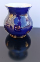 Vintage Lomonosov LFZ Blue Cobalt and Gold Porcelain Vase Soviet Russia USSR - £36.35 GBP