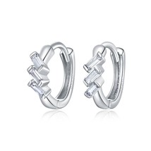 Huggie Earrings, Platinum Plated 925 Sterling Silver Star Earrings with Cubic Zi - £16.05 GBP