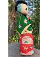 Vintage Japanese 8 Inch Woman w/Baby Doll Embroidered Eyes Lips Silk KIM... - $290.92 MXN