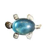 Vintage 1&quot; Silver Tone Turtle Brooch Pin with Blue Belly Stone 16-E - €46,43 EUR