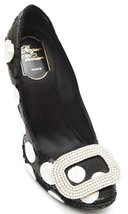 ROGER VIVIER Pumps Platform White Polka Dot Black Sequin Pilgrim Leather... - £556.50 GBP