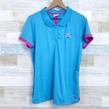 Birdies &amp; Bows Bulls Bay Golf Club 1/4 Zip Polo Shirt Blue Pink Womens L... - £23.38 GBP