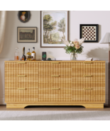 Hat52" Wide Fluted Wooden Storage Chest with Charging Station &amp; Anti-Tip... - $224.65