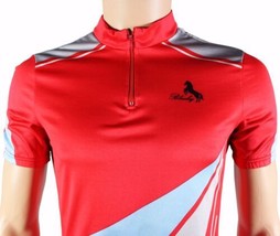 Vtg 80s Blacky 1/4 Zip Cycling Jersey Fits Medium Red &amp; Silver Mountain Bike - £13.14 GBP