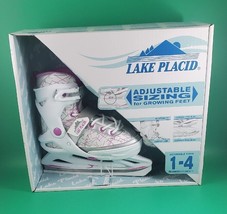 Lake Placid adjustable ice skates youth girls 1-4 Pink White Silver NIP - £21.33 GBP