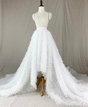 Champange High Low Tulle Skirt Gowns Wedding Bridal Custom Size Tulle Skirt image 4
