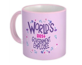 Worlds Best Government Employee : Gift Mug Great Floral Profession Work Job - £15.90 GBP