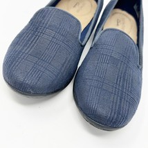 Clarks Collection Womens Navy Plaid Fabric Comfort Slip on Flats, Size 6.5 - $26.68