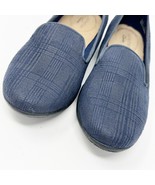 Clarks Collection Womens Navy Plaid Fabric Comfort Slip on Flats, Size 6.5 - £21.07 GBP