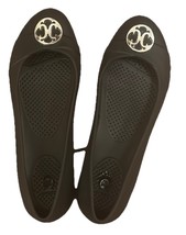 CROCS Gianna Disc Ballet Flat Shoes Black Silver Slip On Size 8 - $412.53 MXN