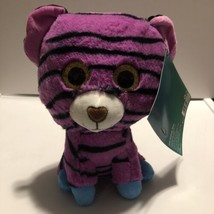 play tive fun tiger stripes stuff plush purple blue glitter eyes 8” Cat Fluffy - £15.03 GBP