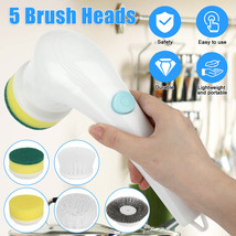 Electric Spin Scrubber Cordless 5-in-1 Cleaning Brushes Rotating Bathroom Clean - £26.67 GBP
