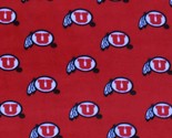 Fleece College University of Utah Utes Print Fleece Fabric - Red A605.17 - £5.44 GBP
