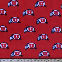 Fleece College University of Utah Utes Print Fleece Fabric - Red A605.17 - £5.57 GBP