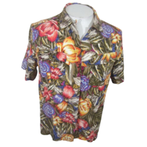 SK &amp; Co Women Top Vintage Hawaiian Shirt 90s sz 10 floral colorful rayon button - £19.54 GBP