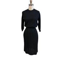 VTG 50s Francesca Italian Wool Black Dress LBD Zephyr Weave Metal Zip Ma... - $153.40
