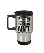 Vegetarian Travel Mug 99 Problems Protein Aint One Gift Cup Stainless St... - £19.14 GBP