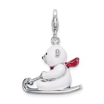Sterling Silver Enameled Polar Lobster Clasp Charm Jewerly 30mm x 19mm - £30.70 GBP