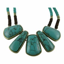 Large Chunky Turquoise Beaded Kenneth Cole Necklace 17 Inch - $23.83