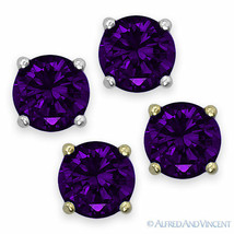 Purple Cubic Zirconia Womens February Birthstone Sterling Silver Stud Earrings - £11.83 GBP+