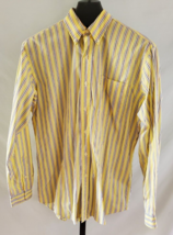 Ralph Lauren Classic Fit Yellow &amp; white striped Long Sleeve shirt Men Si... - £15.79 GBP