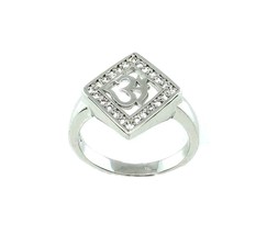 Platinum Finish Indian Real Silver Ring CZ Studded - £27.82 GBP