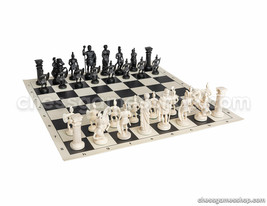 Roman Chess Set - chess Board B/W- Size 17,3" + roman chess Pieces 3,75" B/w - $55.80