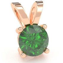 Lab-Created Emerald Solitaire Pendant In 14k Rose Gold - £192.22 GBP