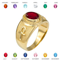 10K Yellow Gold Egyptian Ankh Cross Birthstone CZ Ring - $604.79