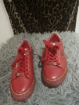 Vintage Guess Women&#39;s Trainers UK Size US 7.5  Red Gold Lace Up Faux Leather - £28.74 GBP