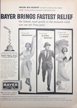 Vintage 1959 Bayer Aspirin Fastest Relief Headaches Aching Muscles Print... - $5.22