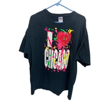 I Love Chicago Adult Size XL Black Tshirt Paint Splatter Graphic Tee Tsh... - $11.42