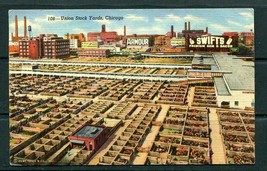 USA 1942Color Postal Card Used Franked 1c Union Stock Yards Chicago 10028 - $2.96