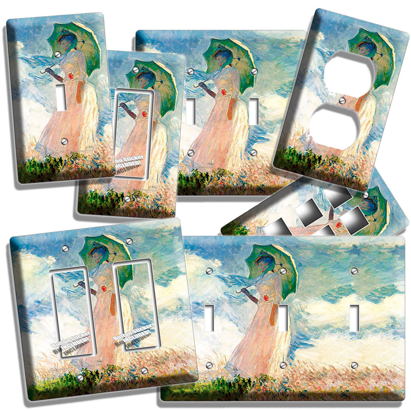 CLAUDE MONET WOMAN WITH A PARASOL PAINTING LIGHT SWITCH OUTLET PLATE ROOM DECOR