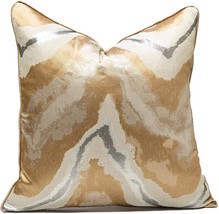 Gold Decorative Throw Pillow Covers, 18X18, Modern, Stylish, Unique,, Home Decor - £35.43 GBP