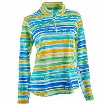 Nwt Ibkul Icikuls Kate Royal Blue Yellow Long Sleeve Mock Golf Shirt L &amp; Xl - £50.35 GBP