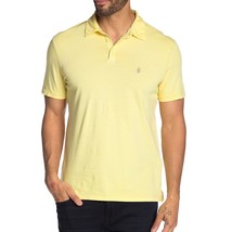 John Varvatos Men&#39;s Short Sleeve Peace Sign Hand Polo Shirt Slub Cotton Lemon XL - £31.24 GBP