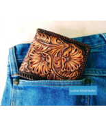 Personalize Leather wallet, Hand Tooled Leather Bifold Wallet, Men&#39;s wallet - £35.03 GBP