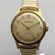 Vintage Bulova Caravelle Watch Men 33mm Gold Tone Manual Wind 1963 - £66.55 GBP