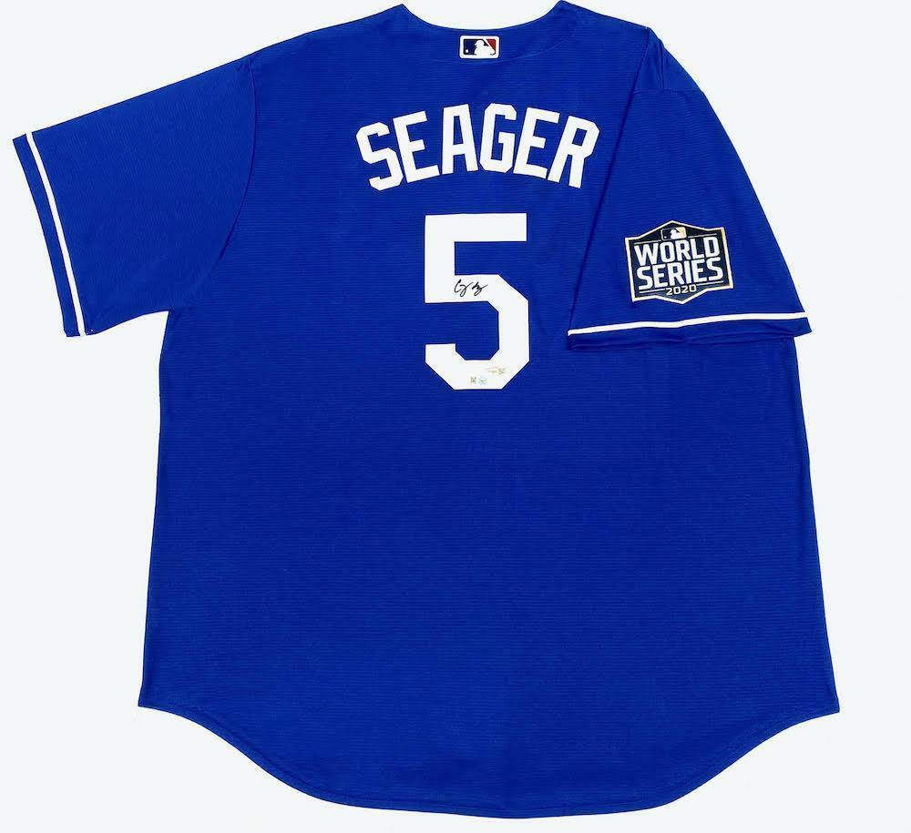 Primary image for COREY SEAGER Autographed Dodgers World Series Blue Nike Jersey FANATICS