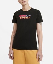 Nike Womens Sportswear Cotton Logo T-Shirt Size Large Color Black - £35.41 GBP