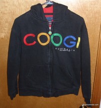 VINTAGE RARE Coogi Logo Kids Zip Up Jacket Hoodie Black Embroidered Size Medium - £23.25 GBP