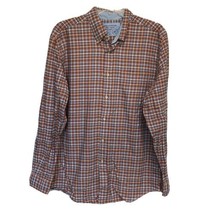 Men&#39;s Saddlebred Button Up Collared Shirt ~ Sz M ~ Orange &amp; Blue Plaid ~ Cotton - £13.66 GBP