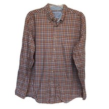 Men&#39;s Saddlebred Button Up Collared Shirt ~ Sz M ~ Orange &amp; Blue Plaid ~ Cotton - £13.50 GBP