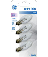GE CLEAR Night Light 4 BULBs 4 Watt 91854 e12 candelabra base C7 4w 4 PA... - $32.27 CAD